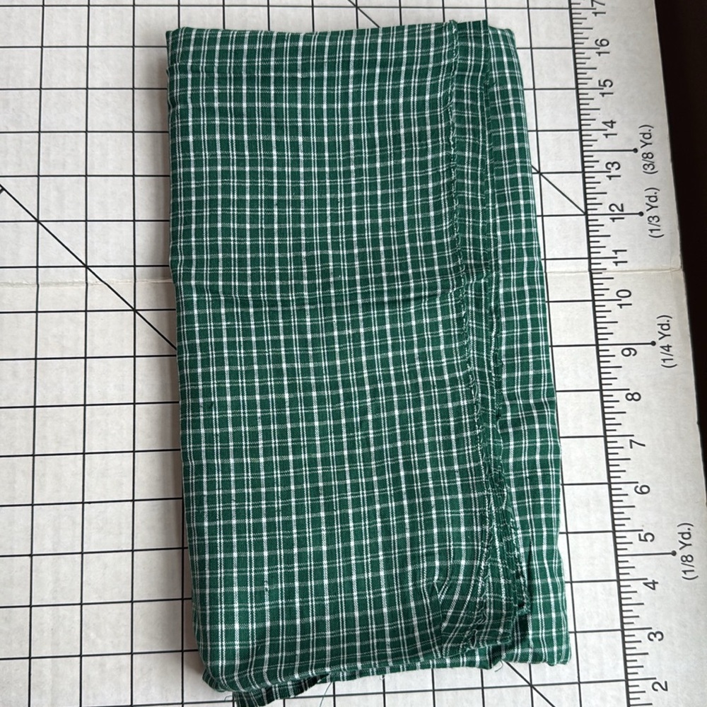 Vintage Green Mini Check Cotton Fabric – 51” x 40” – Medium weight Shirting